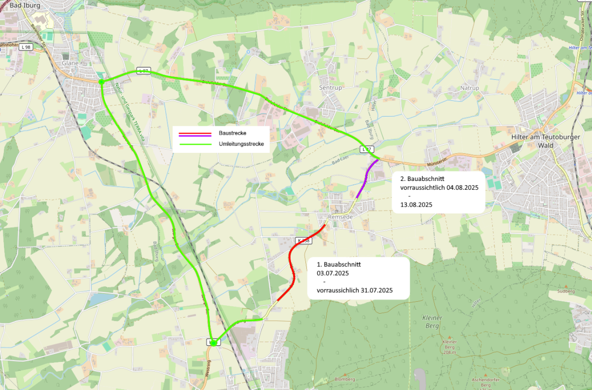 K338 Baustellen Kartenausschnitt Kreisstraße 338