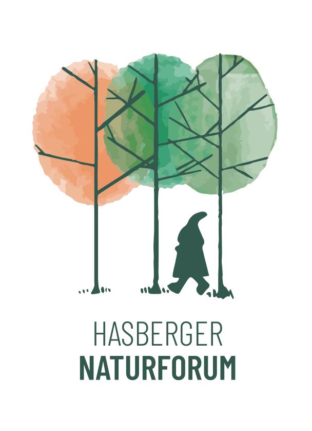 Ein Logo das drei Bäume und einen gehenden Zwerg mit Mütze zeigt.